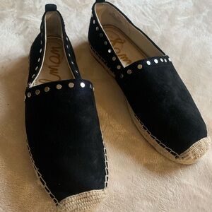 Sam Edelman Koda Black Suede Espadrille Flat Studded Slip On Shoes Women’s 9.5